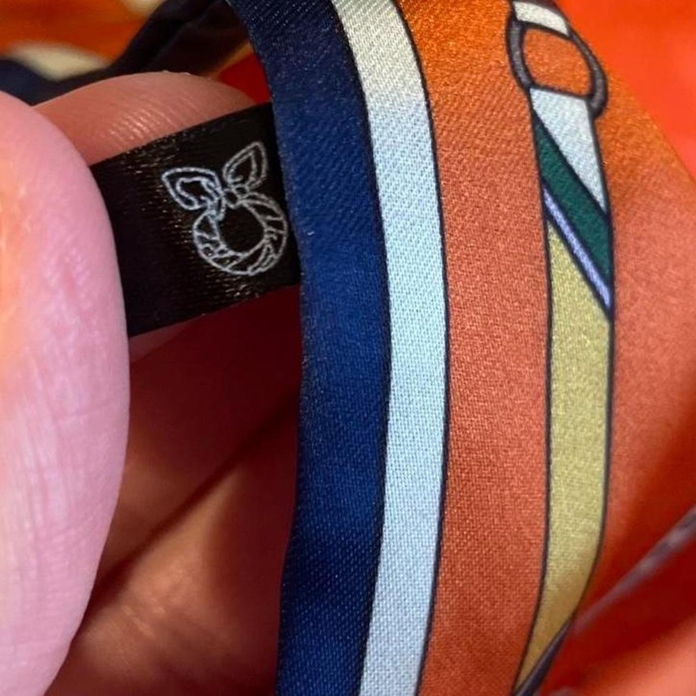 Orange & Navy Belt Print Twilly Scarf - Picture 6 of 6